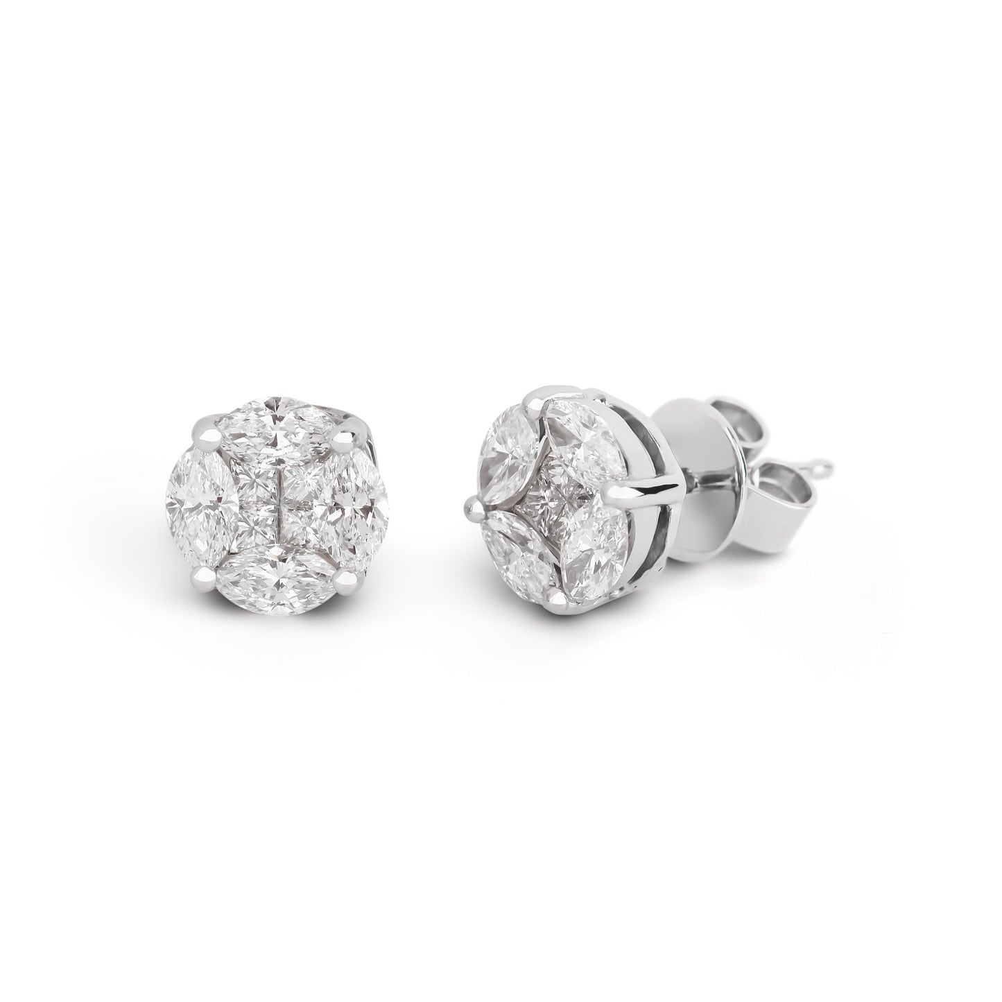 XL Diamond Illusion Stud Earrings | Diamond set online