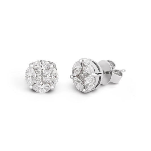 Large Diamond Illusion Stud Earrings | Diamond set online