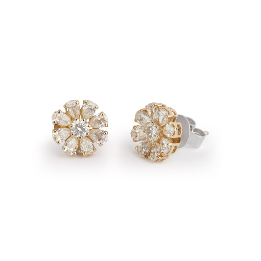Blossom Flower Stud Yellow Gold Earrings | Designer Jewellery Shops