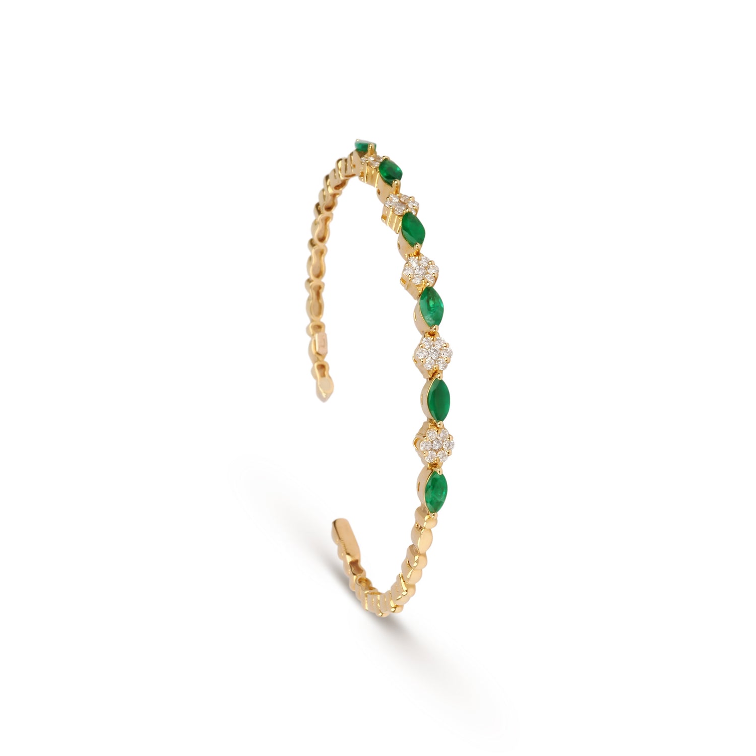 Flower Diamonds & Emeralds Cuff | Jewelry online