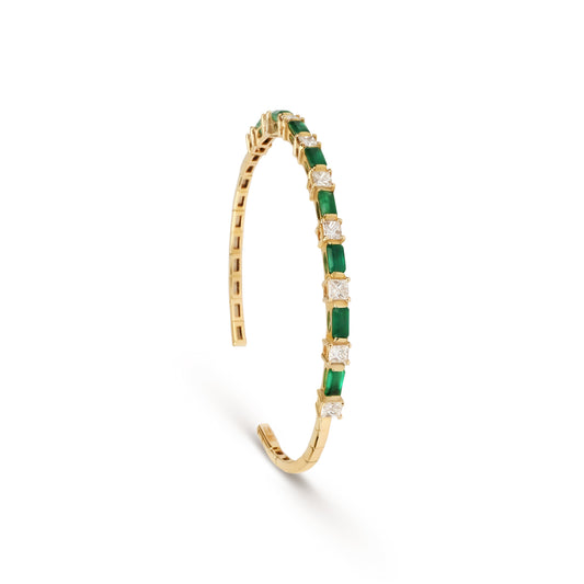 Emeralds & Princess Cut Diamond Cuff | Buy bracelet online