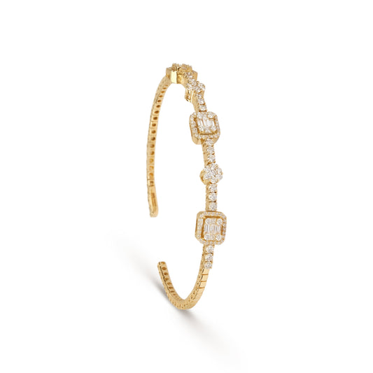 Illusion Diamond & Yellow Gold Cuff | Buy Jewelry online 