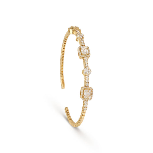 Illusion Diamond & Yellow Gold Cuff | Buy Jewelry online