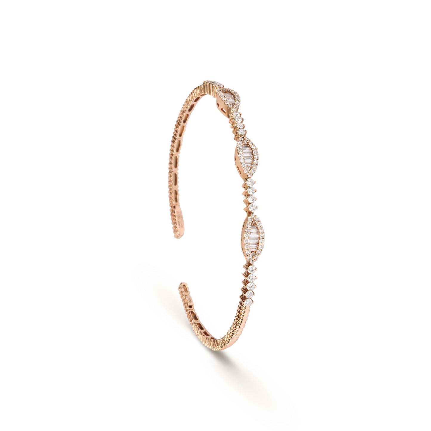 Round Diamonds & Baguettes Cuff Bracelet | best jewelry online | shop bracelets online
