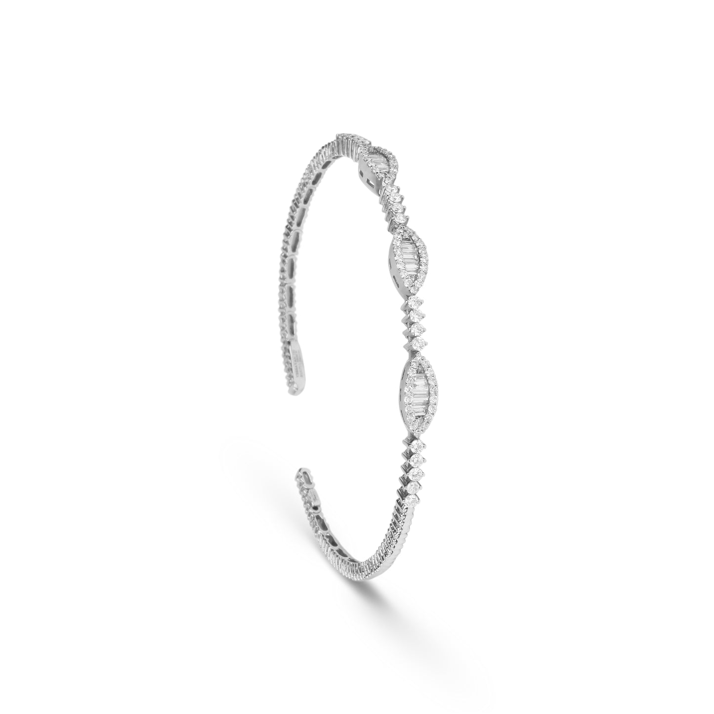 Round Diamonds & Baguettes Cuff Bracelet | store jewellery | diamond bracelet for women