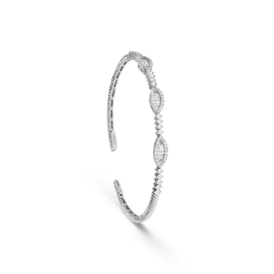 Round Diamonds & Baguettes Cuff Bracelet | store jewellery | diamond bracelet for women