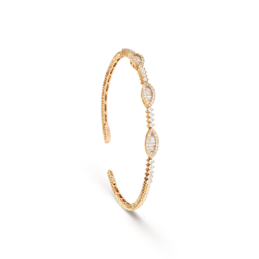 Round Diamonds & Baguettes Cuff Bracelet | jewelry online store | diamond bracelet for women