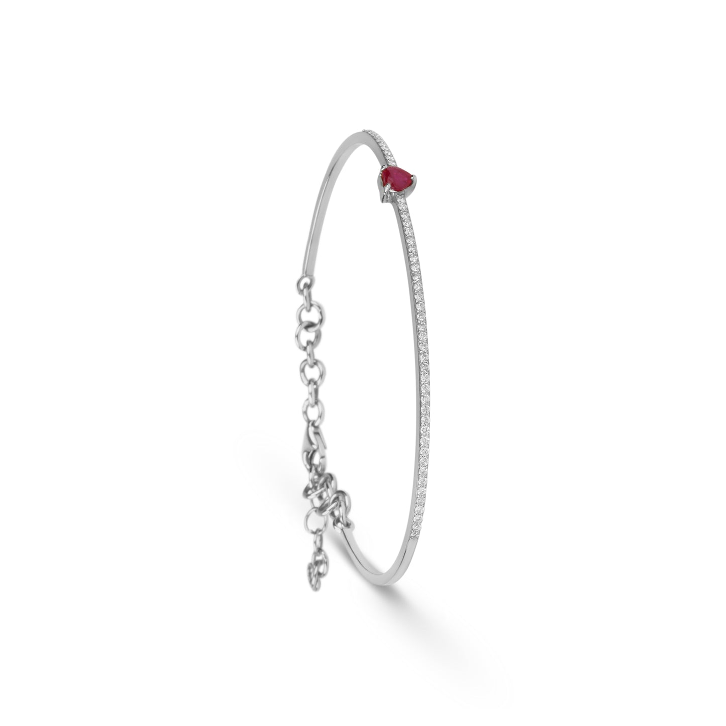 Heart Shape Ruby & Diamond Cuff Bracelet | jewellery store | diamond bracelet