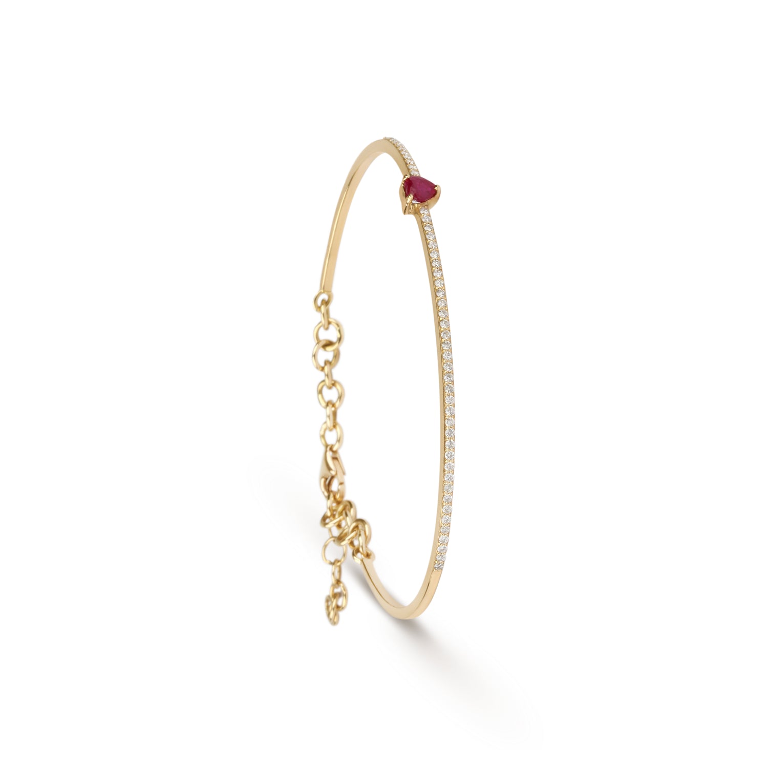Heart Shape Ruby & Diamond Cuff Bracelet | best jewellery stores | diamond bracelet for women