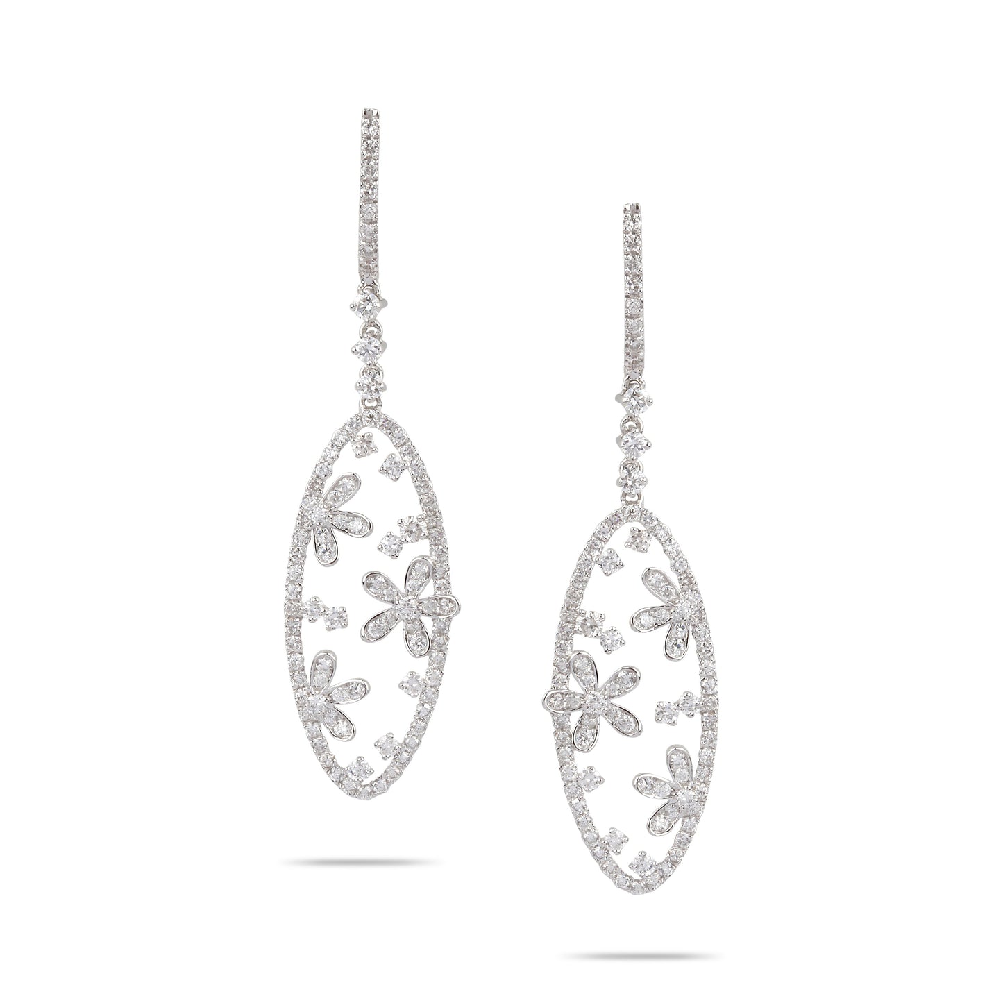 Flower Diamond Drop Earrings | Jewelry online 