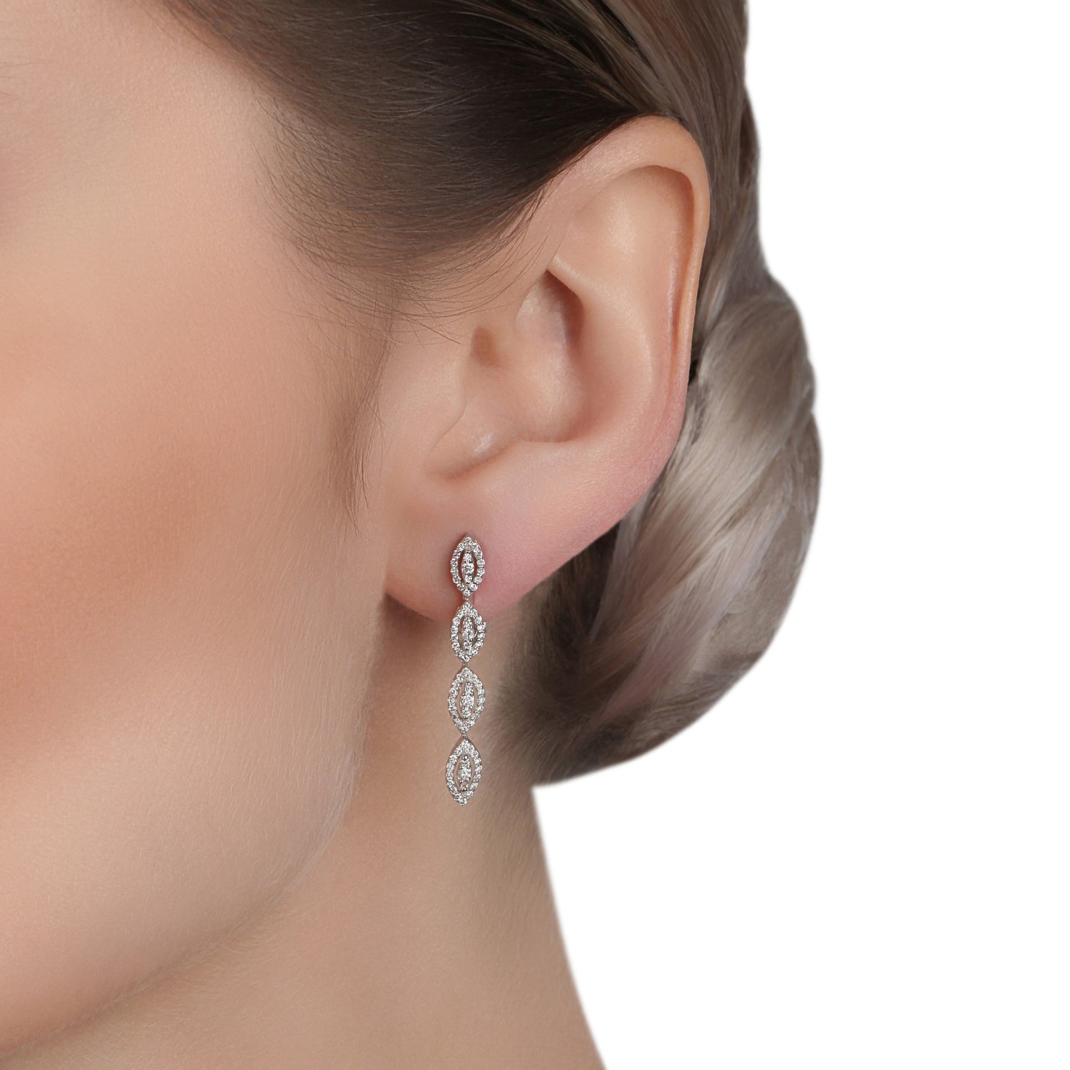 Framed Marquise Diamond Linear Drop Earrings | Best Earring Shop