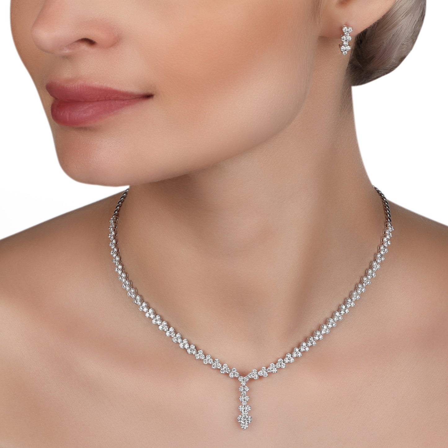 Diamond Drop Necklace & Earrings Set | Best Necklace Design