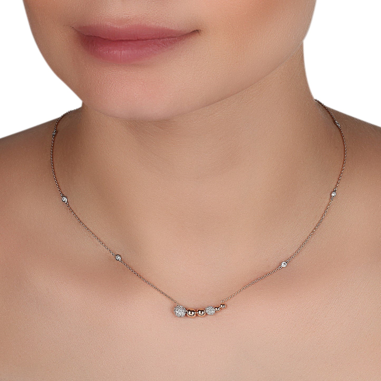Lined Rose Gold & Diamond Necklace | Diamond Necklace | Diamond Jewellery Necklace