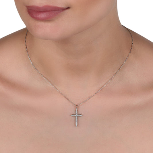 Two-Tone Cross Diamond Necklace | Diamond Necklace | Buy Necklace Online