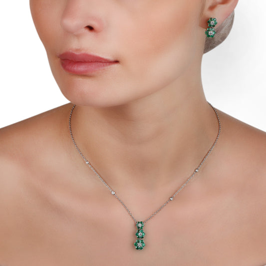 Emerald Floral Diamond Drop Earrings | Jewelry Online Store