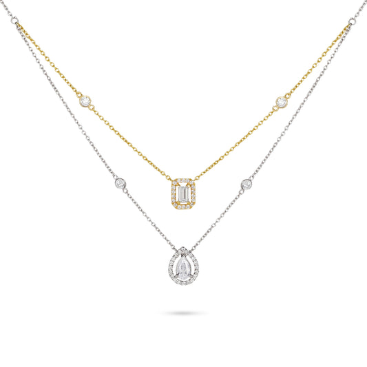 Layer Mixed Cut Diamond Necklace