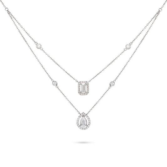 Layer Mixed Cut Diamond Necklace