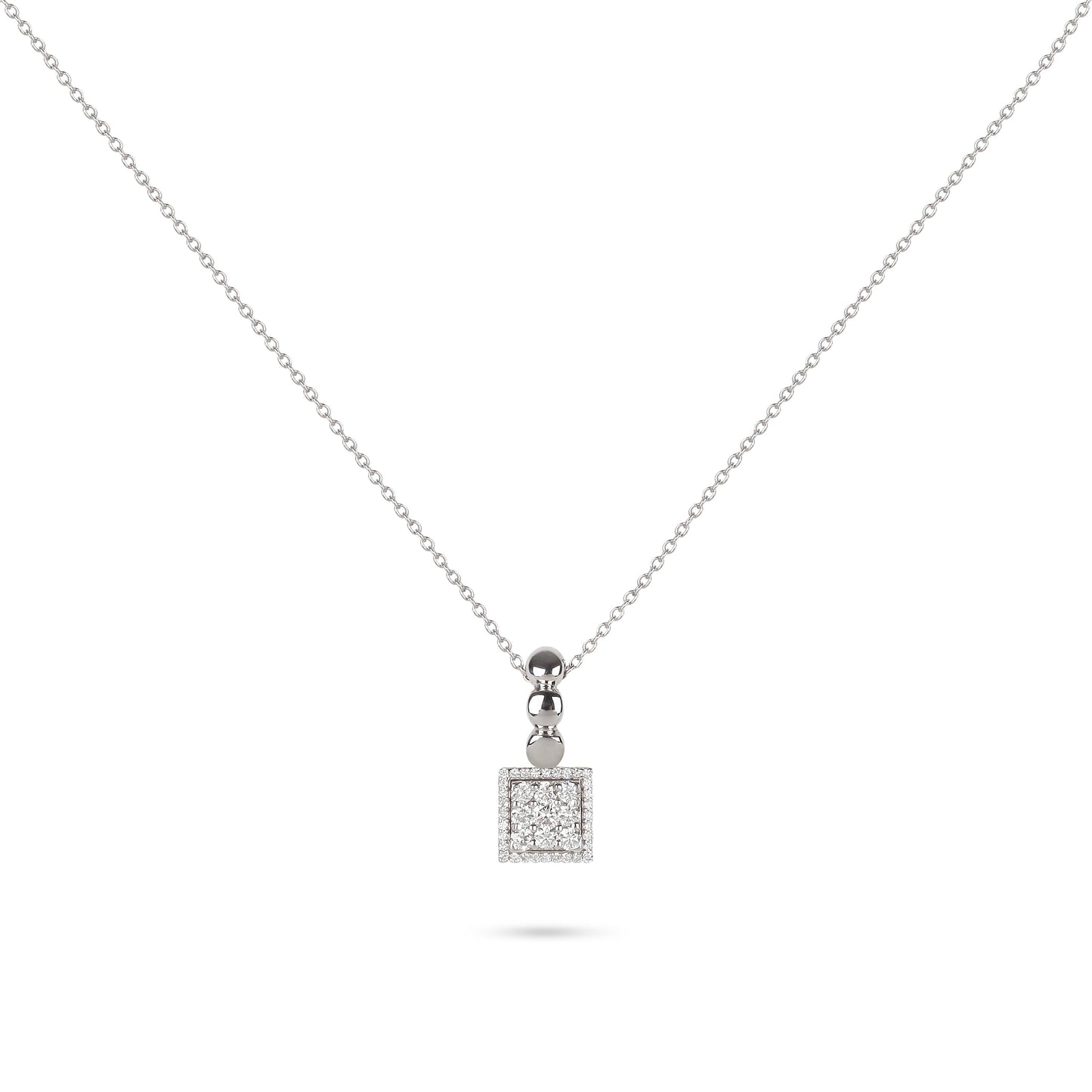 Diamond Square Pendant Necklace | Diamond Necklace | Diamond Pendant Necklace
