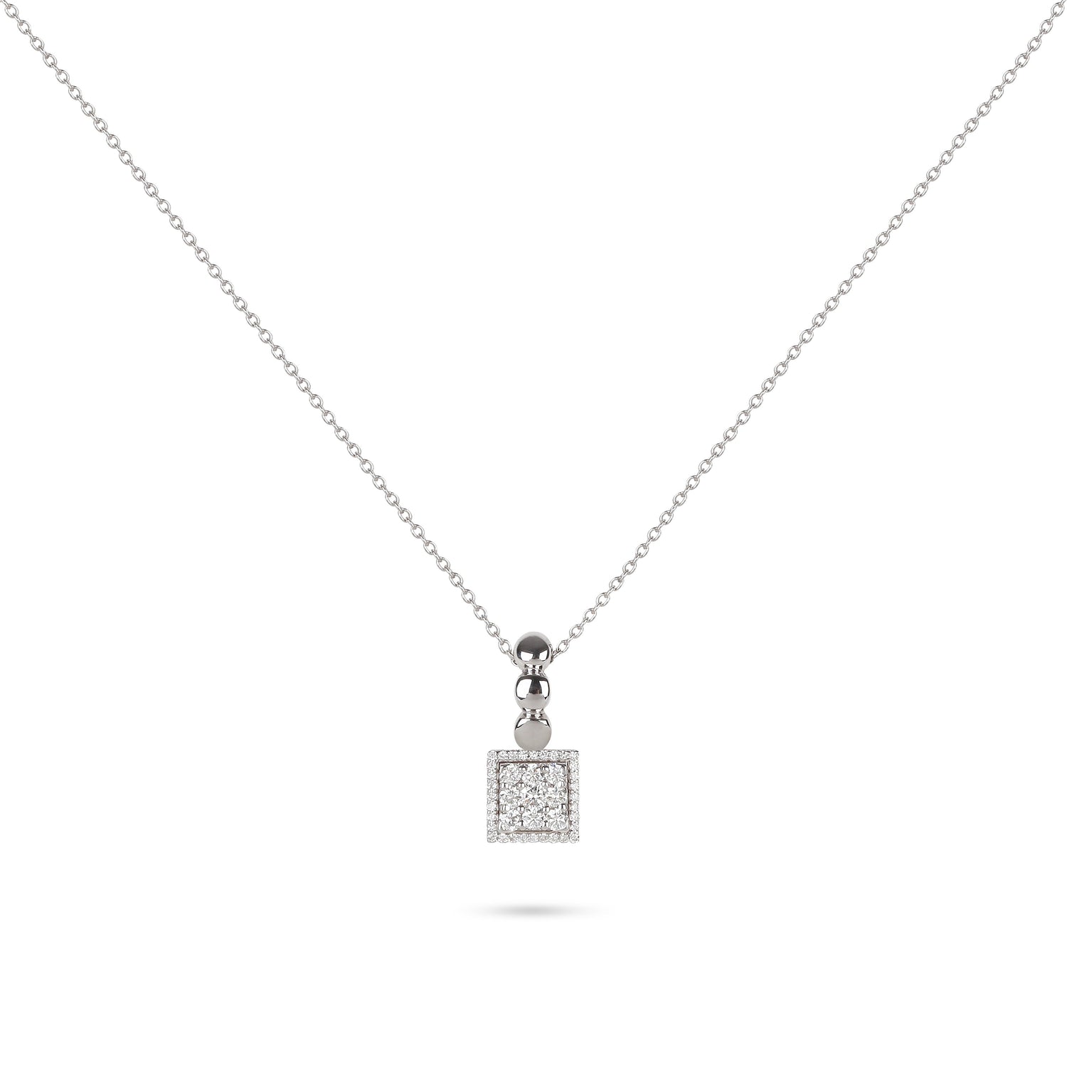 Diamond Square Pendant Necklace | Diamond Necklace | Diamond Pendant Necklace