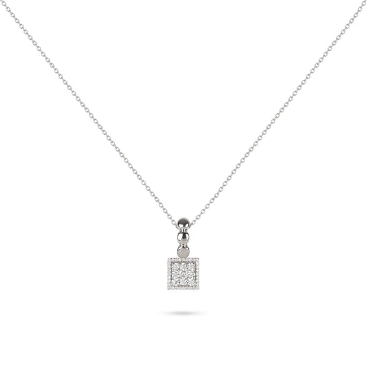 Diamond Square Pendant Necklace | Diamond Necklace | Diamond Pendant Necklace