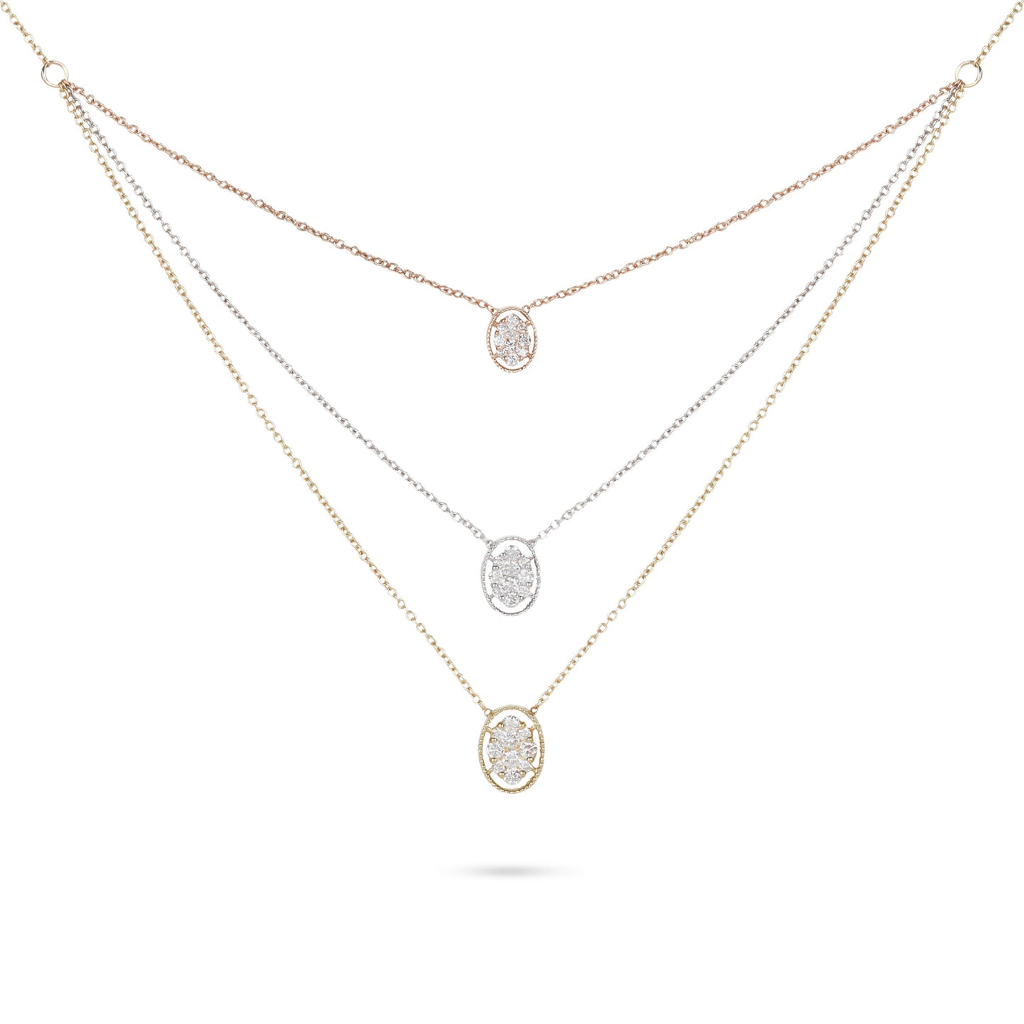 Three-Tone Layer Diamond Necklace | Diamond Necklace | Buy Diamond Necklace