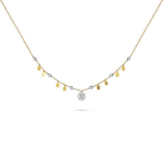 Two-Tone Dangling Charms & Diamond Necklace