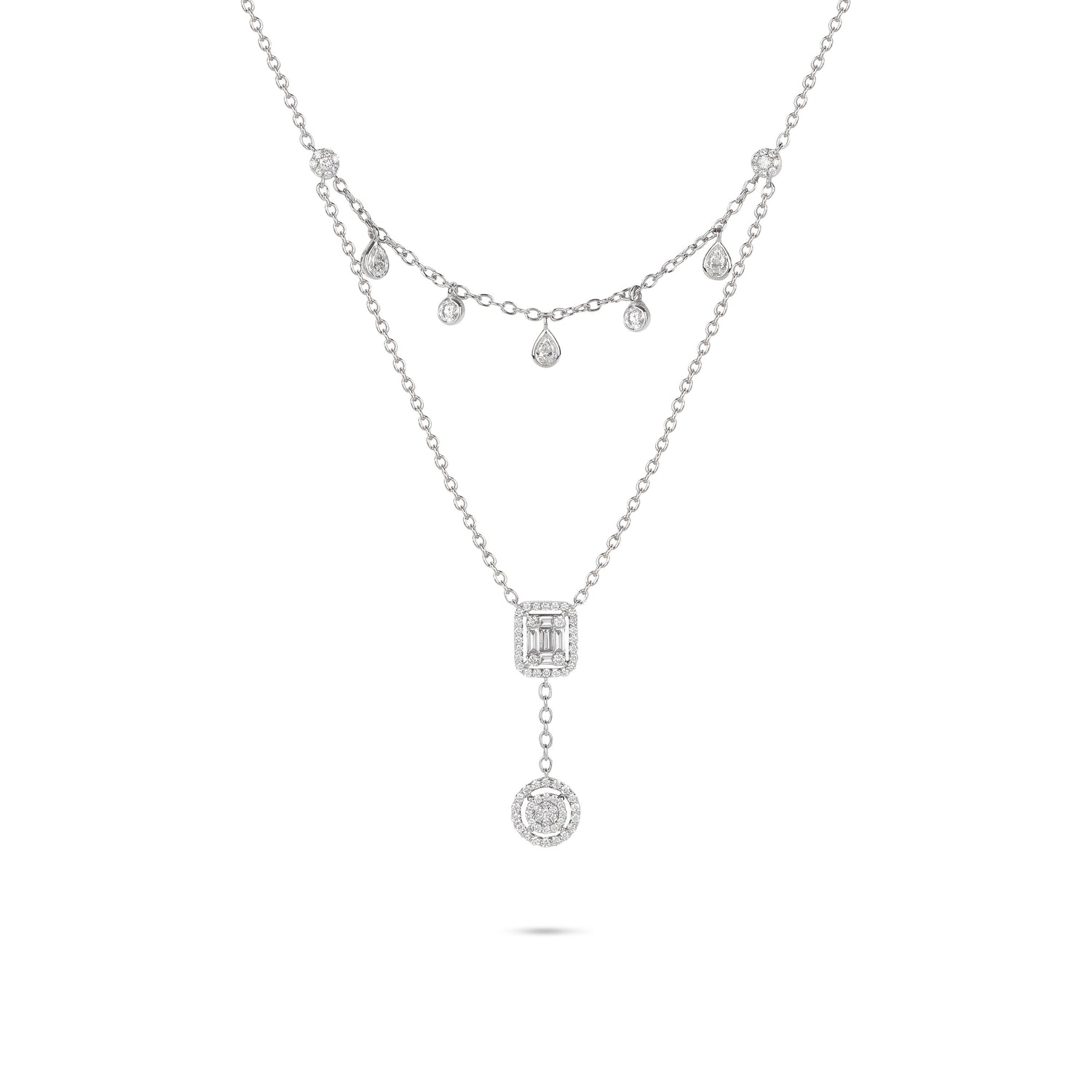 Layer Mixed Cut Diamond Lariat Necklace | Diamond Necklace | Best Necklace Design