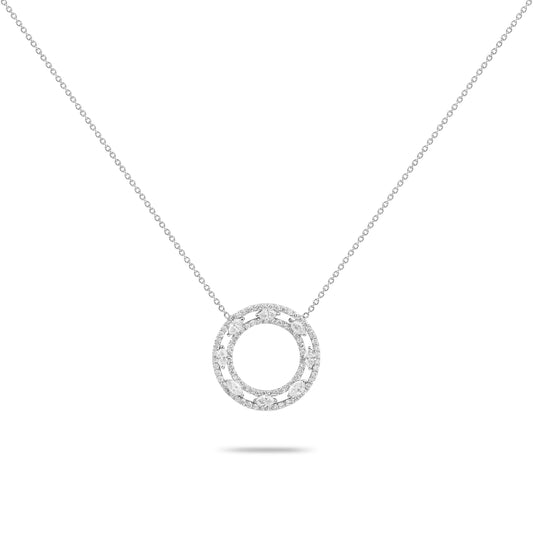 Circular Diamond Pendant Necklace