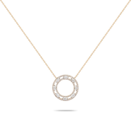 Circular Diamond Pendant Necklace