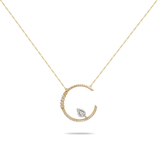 Diamond Hoop Drop Necklace