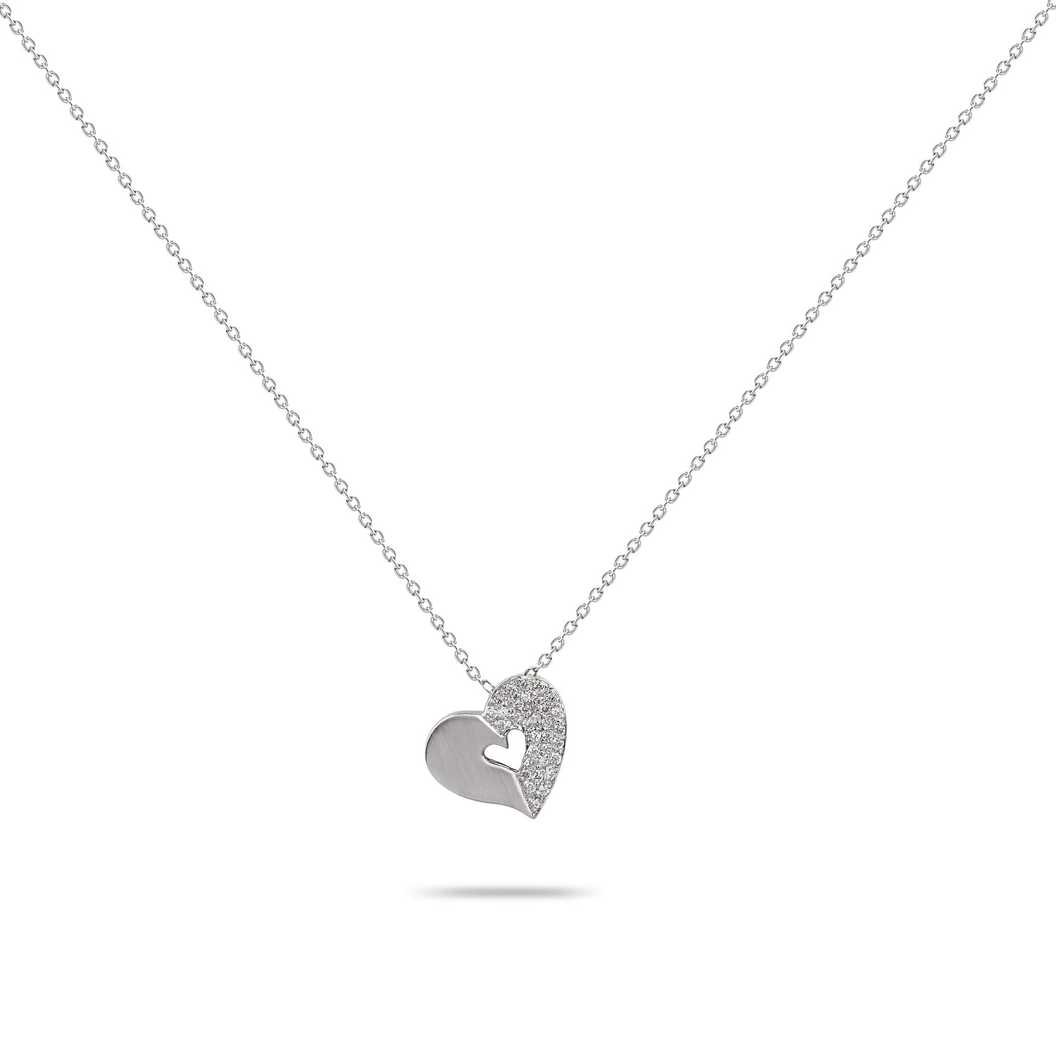 Diamond & White Gold Heart Necklace | Diamond Necklace | Diamond Jewellery Necklace