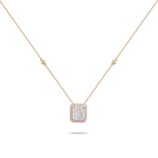 Rose Gold & Mixed Cut Diamonds Necklace | Diamond Necklace | Diamond Necklace For Women