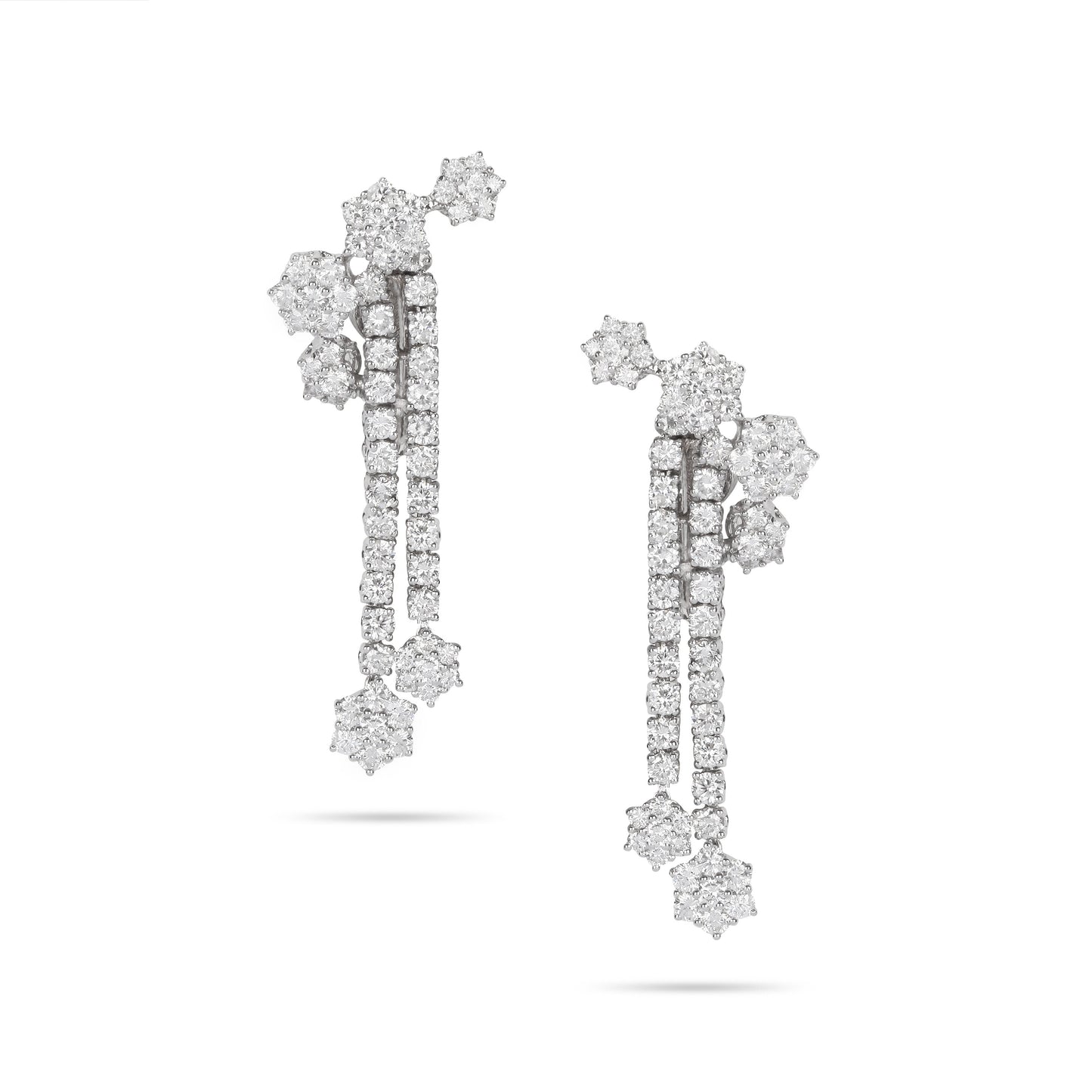 Flower Double Drop Diamond Earrings | Diamond earring 