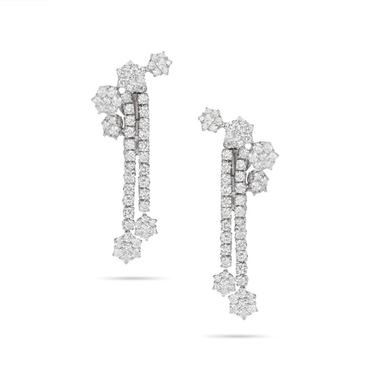 Flower Double Drop Diamond Earrings | Diamond earring