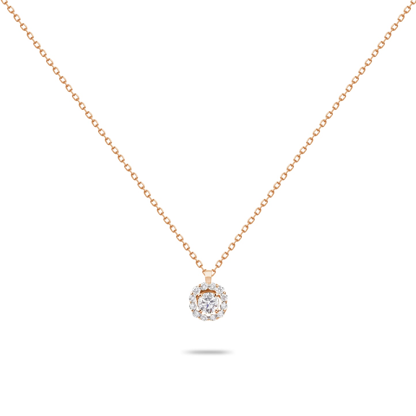 Solitaire Diamond with Frame Necklace
