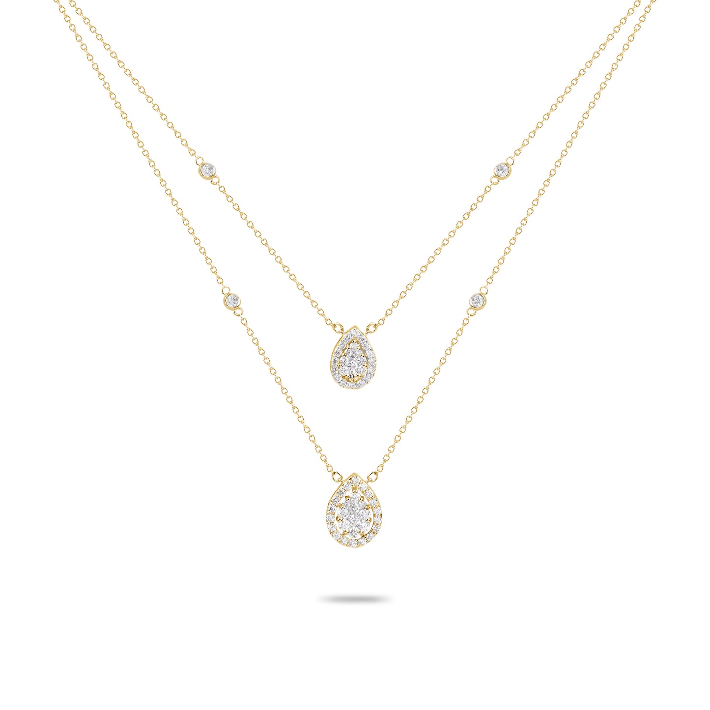 Double Layer Pear Diamond Necklace
