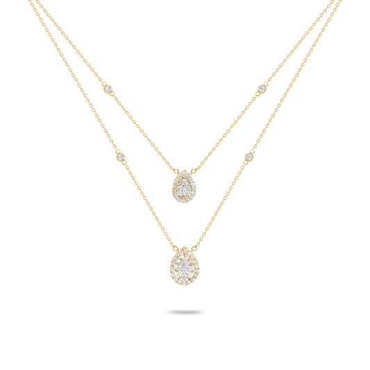 Double Layer Pear Diamond Necklace