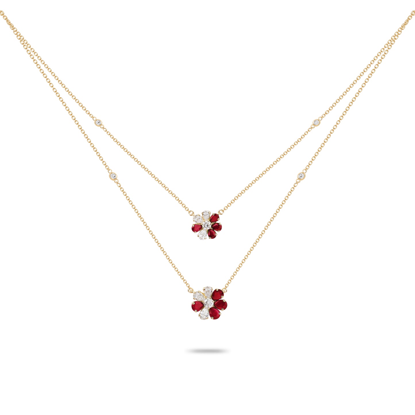 Ruby & Diamond Double Layer Necklace