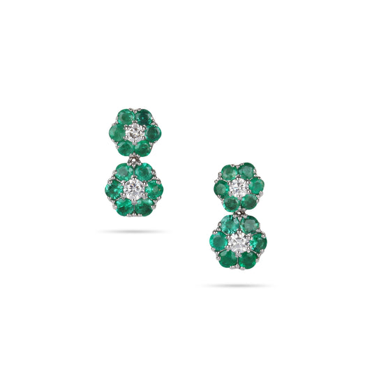 Emerald Floral Diamond Drop Earrings | Jewelry Shops Online