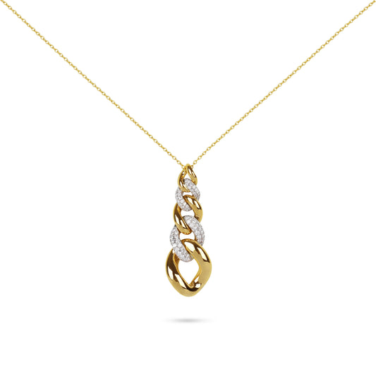 Two-Tone Cuban Link Drop Diamond Chain Necklace