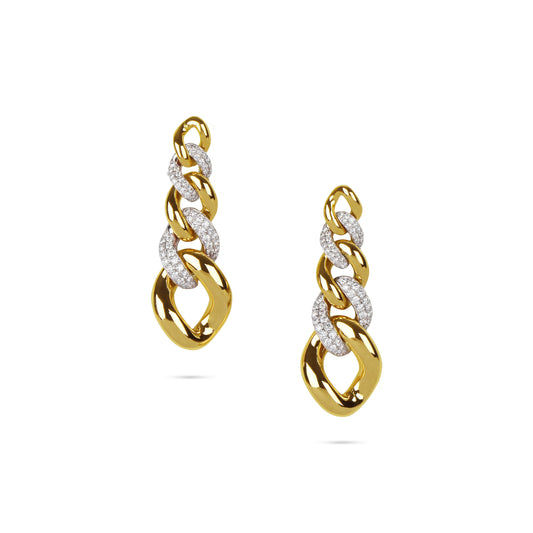 Cuban Link Drop Diamond Chain Earrings | Diamond jewelry Store