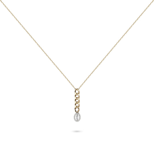 Cuban Link Diamond Round Pendant Necklace