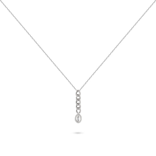 Cuban Link Diamond Round Pendant Necklace