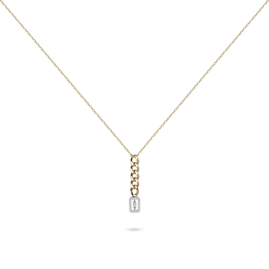 Cuban Link Diamond Emerald Pendant Necklace