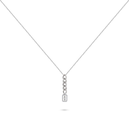 Cuban Link Diamond Emerald Pendant Necklace