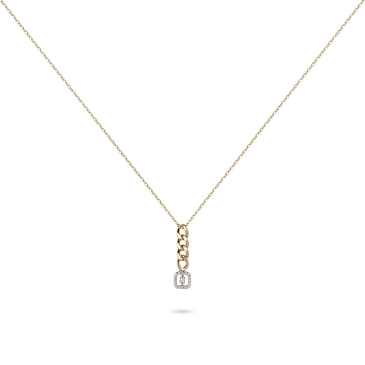 Cuban Link Diamond Princess Pendant Necklace