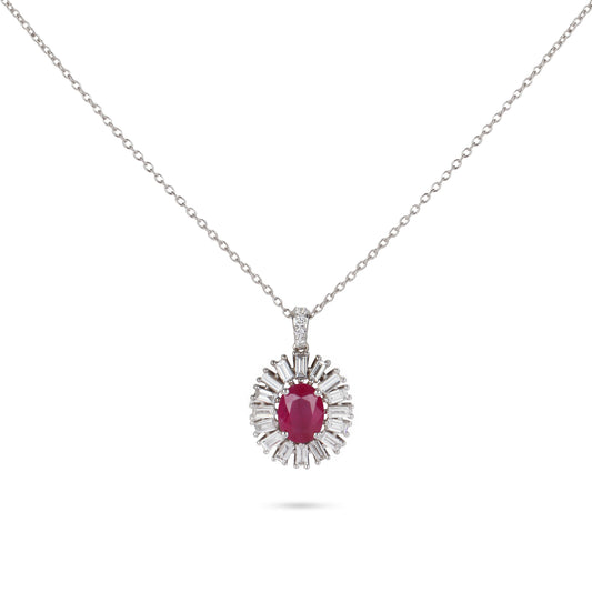 Baguette Frame Ruby Diamond Necklace | Diamond Necklace | Jewellery Necklace