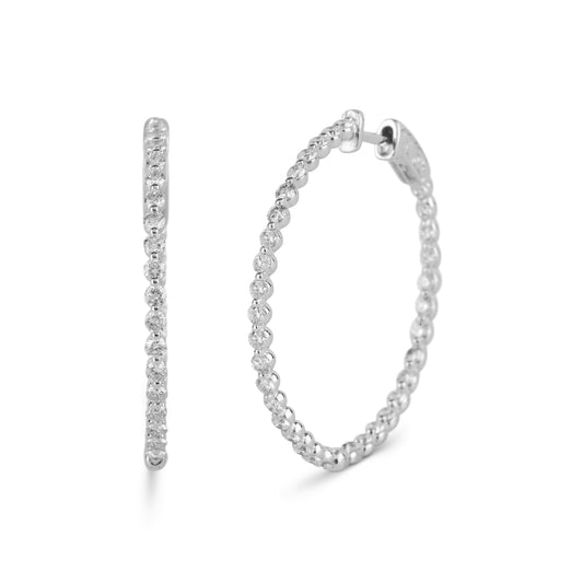 Diamond Beaded Hoop Earrings