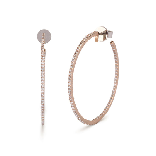 Diamond Rose Gold Hoop Earrings