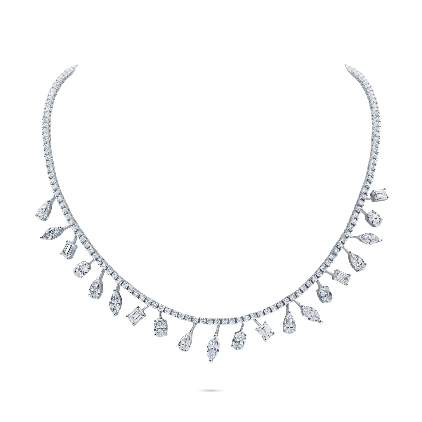 Diamond Tennis Necklace & Mixed Diamond Cut Charms